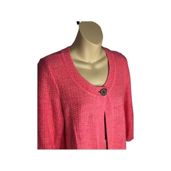 Christopher & Banks Coral 3/4 Sleeve Cardigan Size Large - Picture 2 of 7